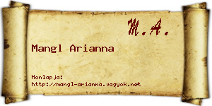 Mangl Arianna névjegykártya